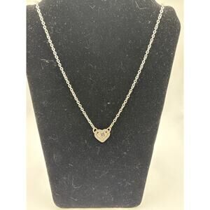 Letter "m" silver toned heart pendant necklace 19"